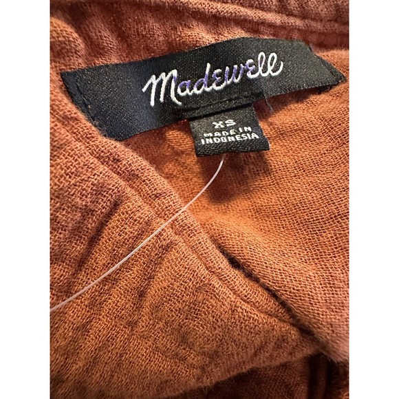 NWT Madewell Womens Midi Dress XS Lightspun V Neck Double Gauze Pockets Brown - Picture 15 of 15